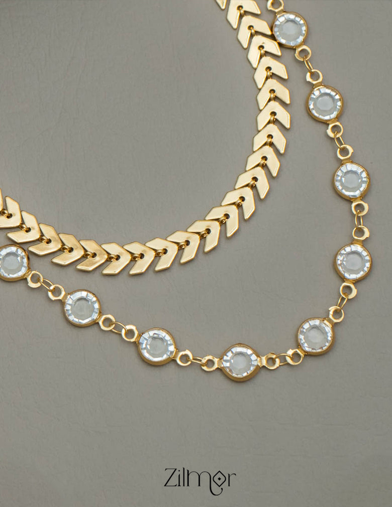 KY101731 - Anti Tarnish layer AD Stone Necklace 3-Zilmor