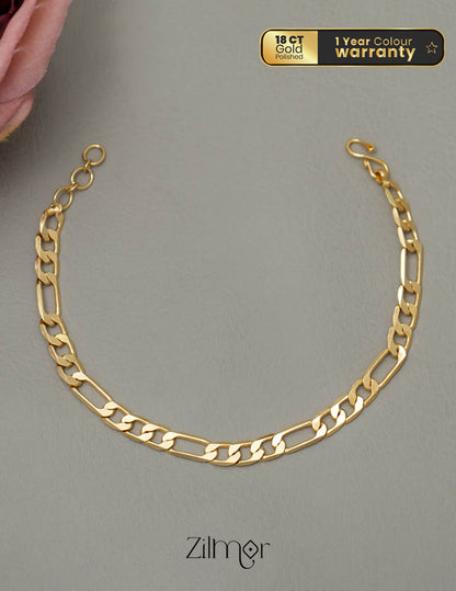 KY1011766- Anti Tarnish Figaro Link Chain Necklace & Gold Toned Link Chain  Bracelet Combo 5-Zilmor
