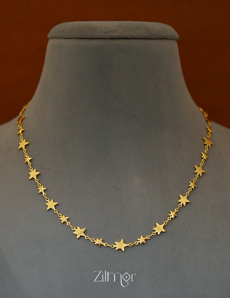 KT1011701 - Anti Tarnish Gold Plated Simple Star Chain Necklace 3-Zilmor