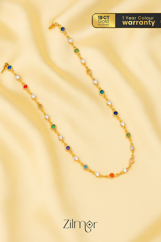 KT1011682 - 18k Gold Plated Semi Precious Multi Stone  Necklace