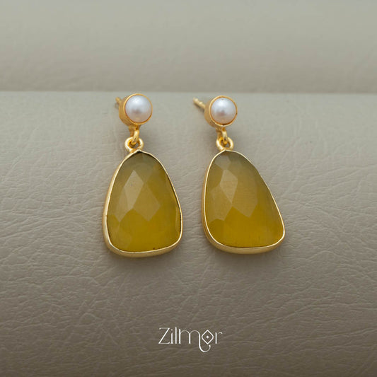 Crystal Stone with Pearl Earrings (color option) - AS100419