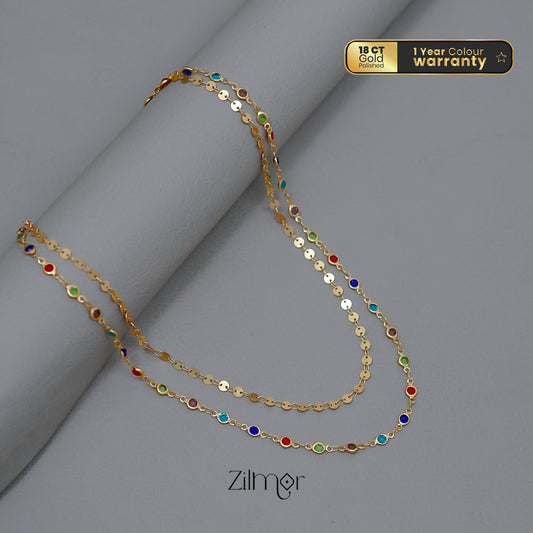 KT1011422 - Gold Tone Semi Precious stone Layered Necklace