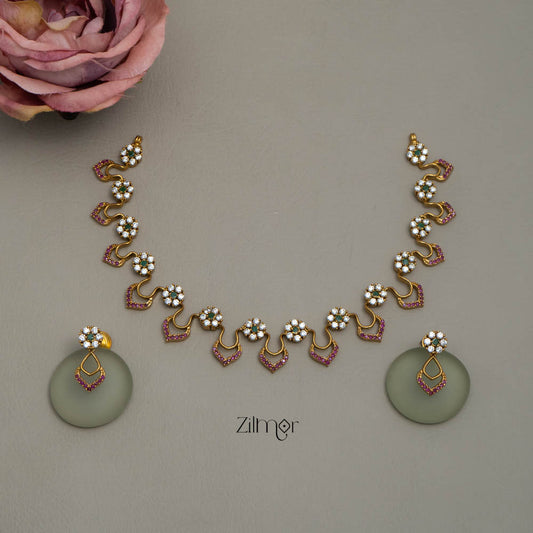 Gold Tone Stone Bridal Necklace (color option) -NV100468