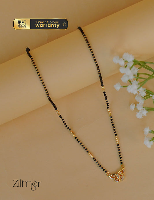 PP1011950- Gold Plated AD Stone Butter Fly Pendant Mangalsutra Necklace