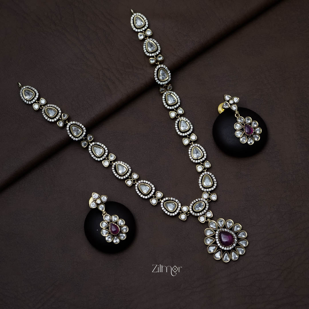 SN101325 - Victorian Stone Necklace Earring Set