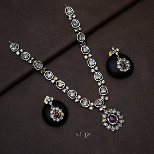 SN101325 - Victorian Stone Necklace Earring Set