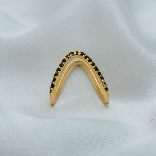 AG101483 - Gold Plated AD Vanki  V-Shaped Ring (color option)