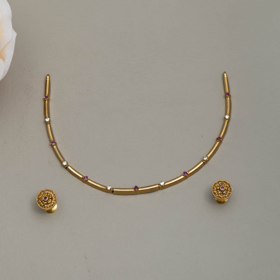 SN101494 - Premium Antique  Ad Necklace with Earrings