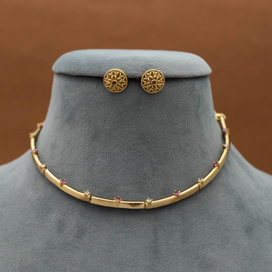 SN101494 - Premium Antique  Ad Necklace with Earrings