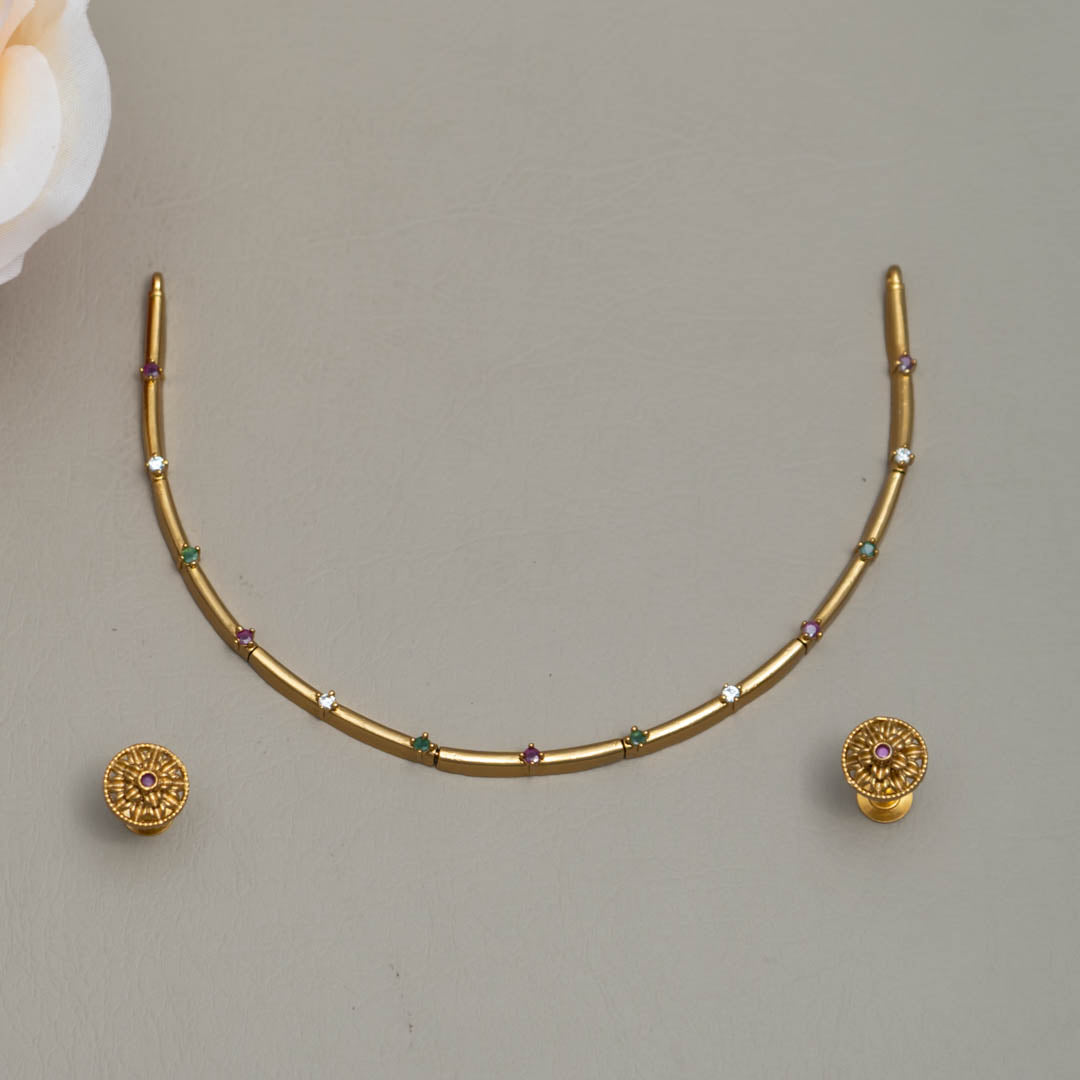 SN101494 - Premium Antique  Ad Necklace with Earrings