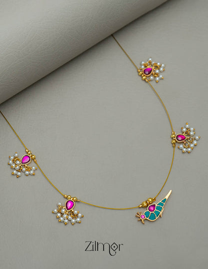 NV101949- Kemp Bird Pendant Pearl Hanging Invisible Necklace 3-Zilmor