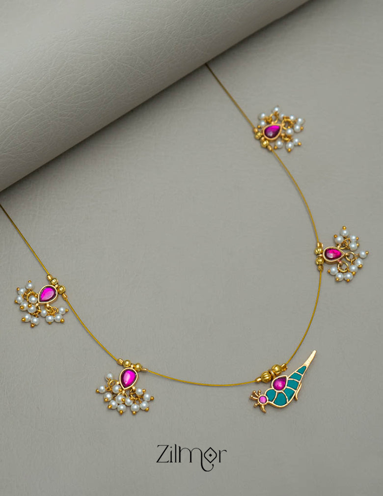 NV101949- Kemp Bird Pendant Pearl Hanging Invisible Necklace 3-Zilmor