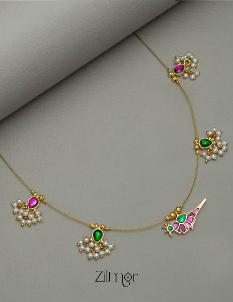 NV101949- Kemp Bird Pendant Pearl Hanging Invisible Necklace 1-Zilmor