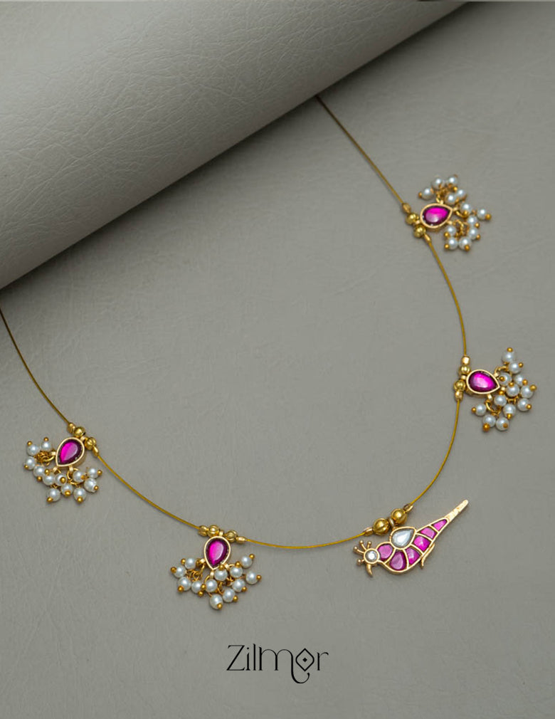 NV101949- Kemp Bird Pendant Pearl Hanging Invisible Necklace 6-Zilmor