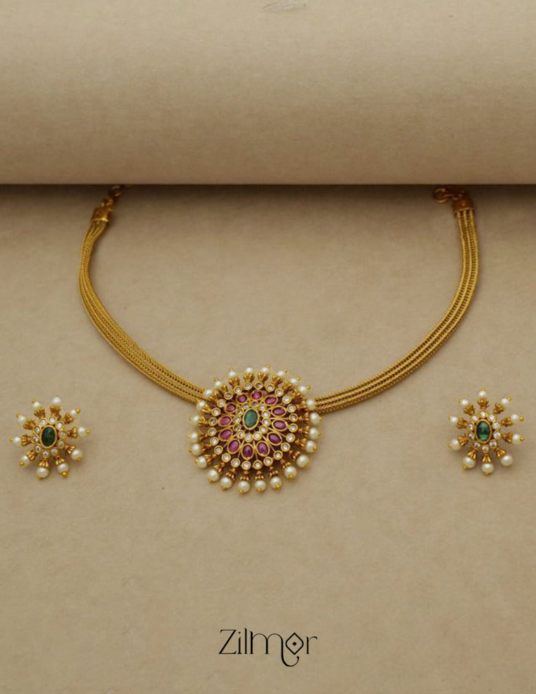 Premium Antique Choker with Earrings (color option) - SN10057 5-Zilmor