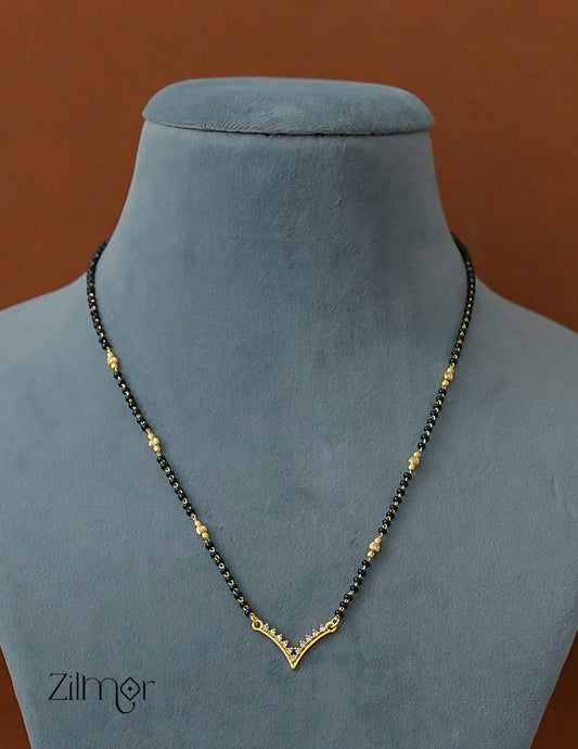 PP1011949- Gold Plated AD Stone Pendant Mangalsutra Necklace