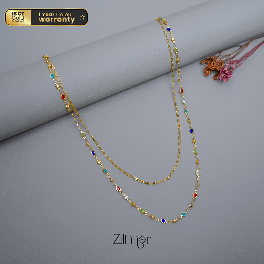 KT1011544 - Gold Tone Semi Precious stone Layered Necklace