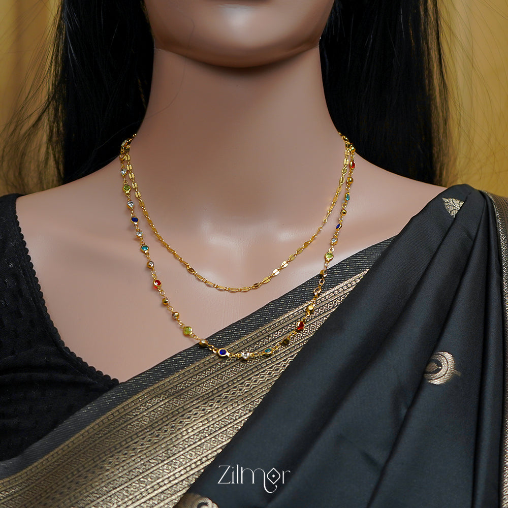 KT1011544 - Gold Tone Semi Precious stone Layered Necklace