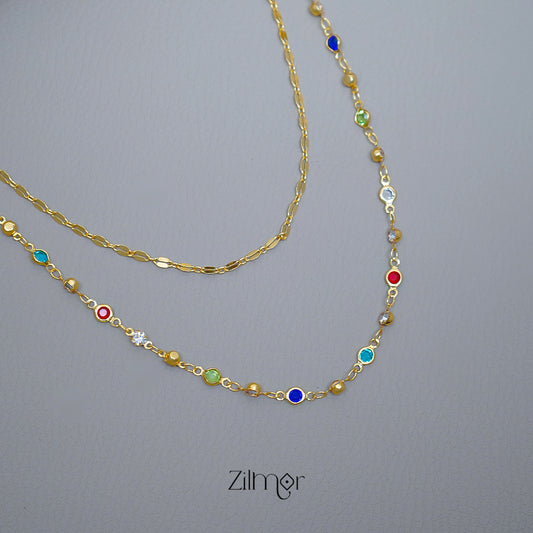 KT1011544 - Gold Tone Semi Precious stone Layered Necklace