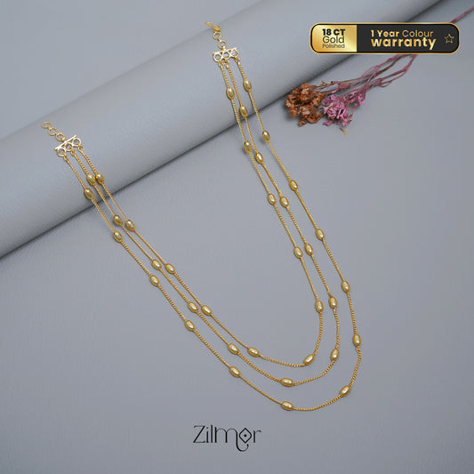 KT1011550 - Gold toned Triple Layered  Necklace