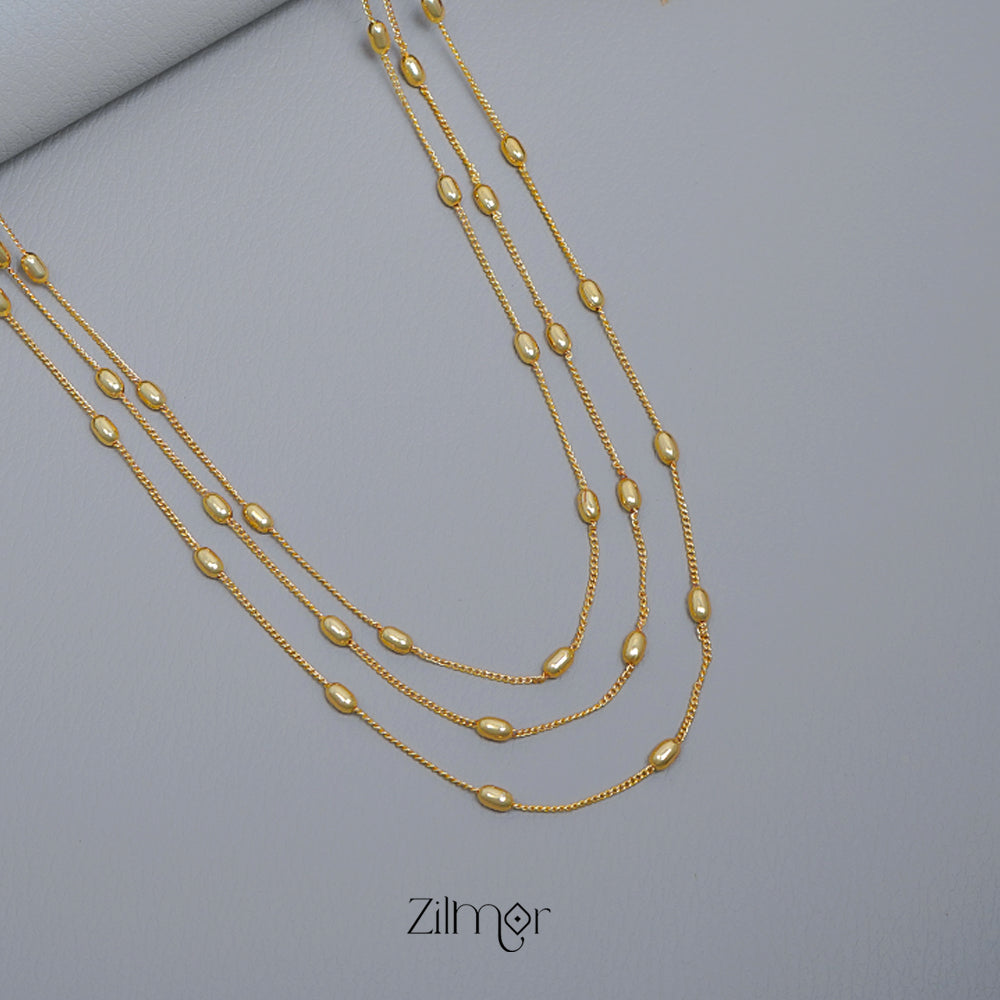 KT1011550 - Gold toned Triple Layered  Necklace