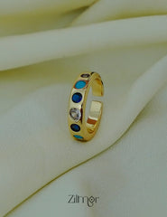 ZC1012051- Treasure Collection Gemstone Ring – Adjustable, Anti-Tarnish|Stainless Steel Gold Finish