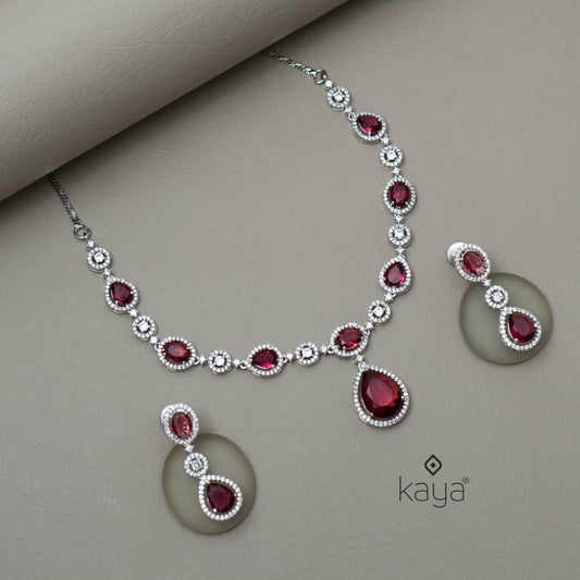 KL101379 - AD Necklace with matching Earrings