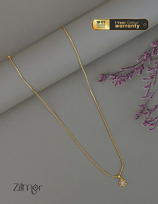 PP1011944-  Gold Tone AD Stone  Simple Necklace