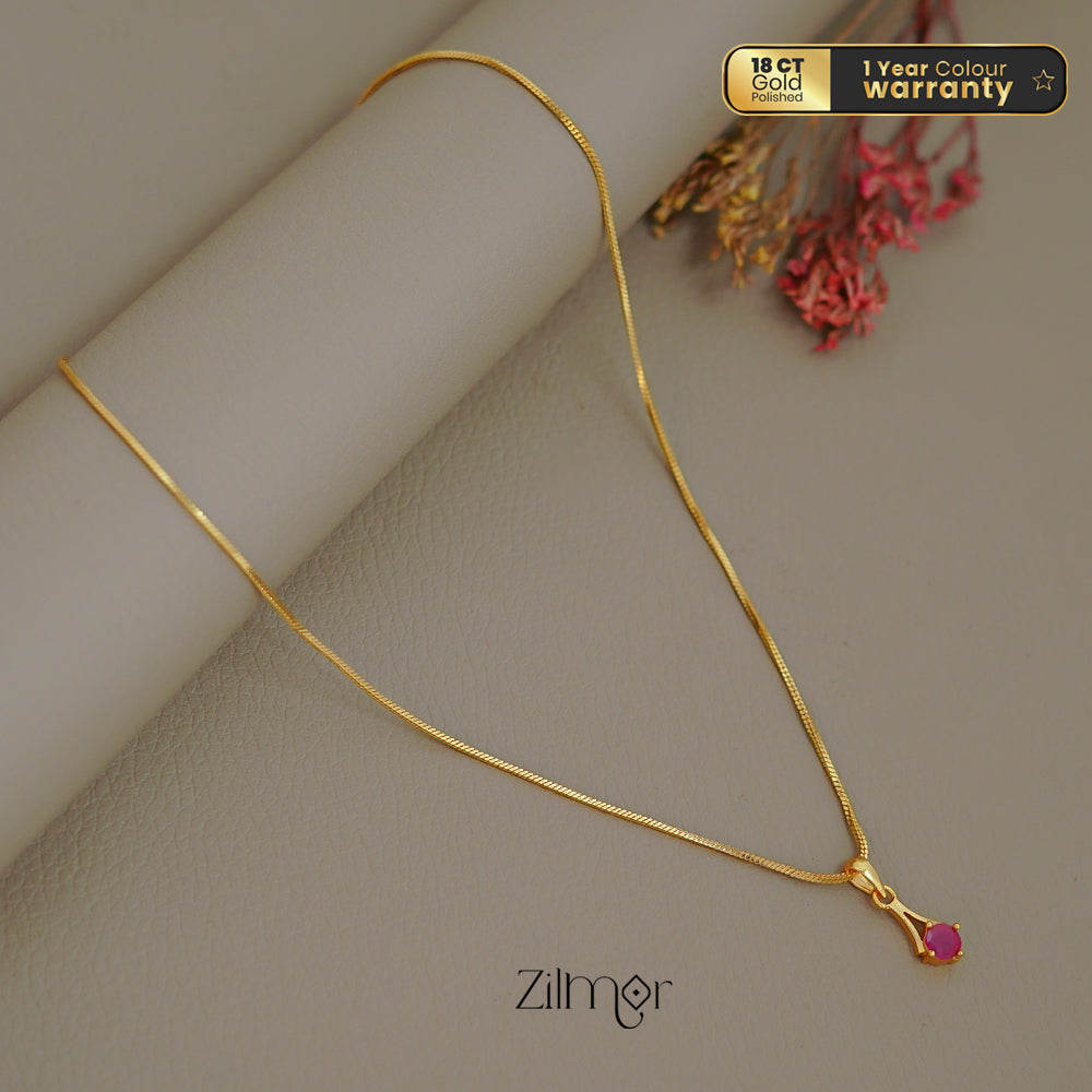 ZK1011402 -  Gold Tone AD Stone  Simple Necklace