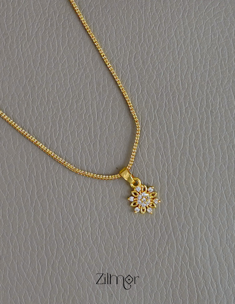PP1011944-  Gold Tone AD Stone  Simple Necklace