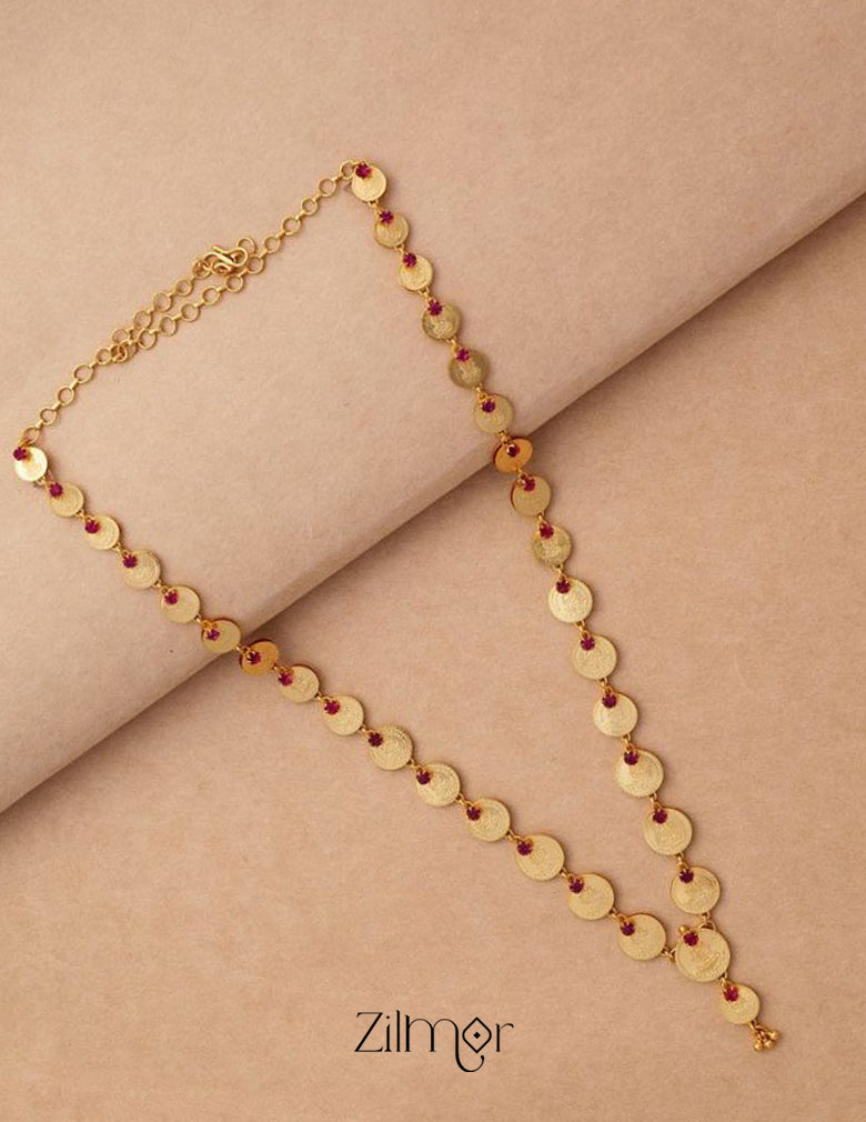 AG100174 - Goldtone Lakshmi coin Long Haram Necklace 3-Zilmor