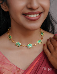NV1011606 - Premium Antique  Lotus Necklace with Earrings 2-Zilmor