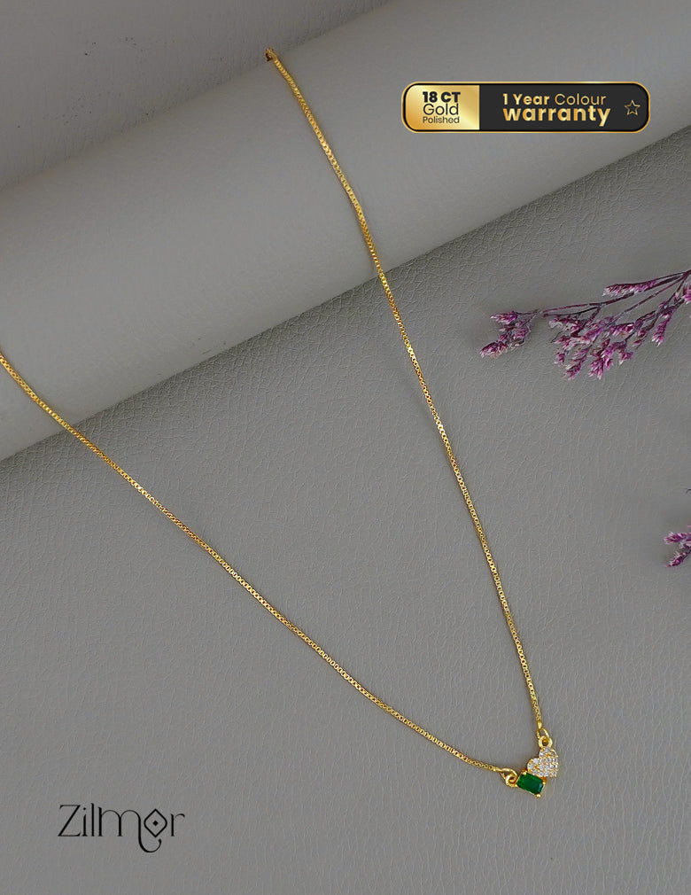 PP1011948-  Gold Tone AD Stone  Simple Necklace (color option)