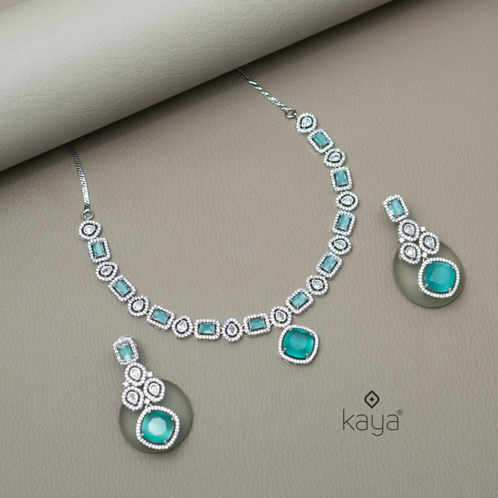 KL101377 - AD Necklace with matching Earrings