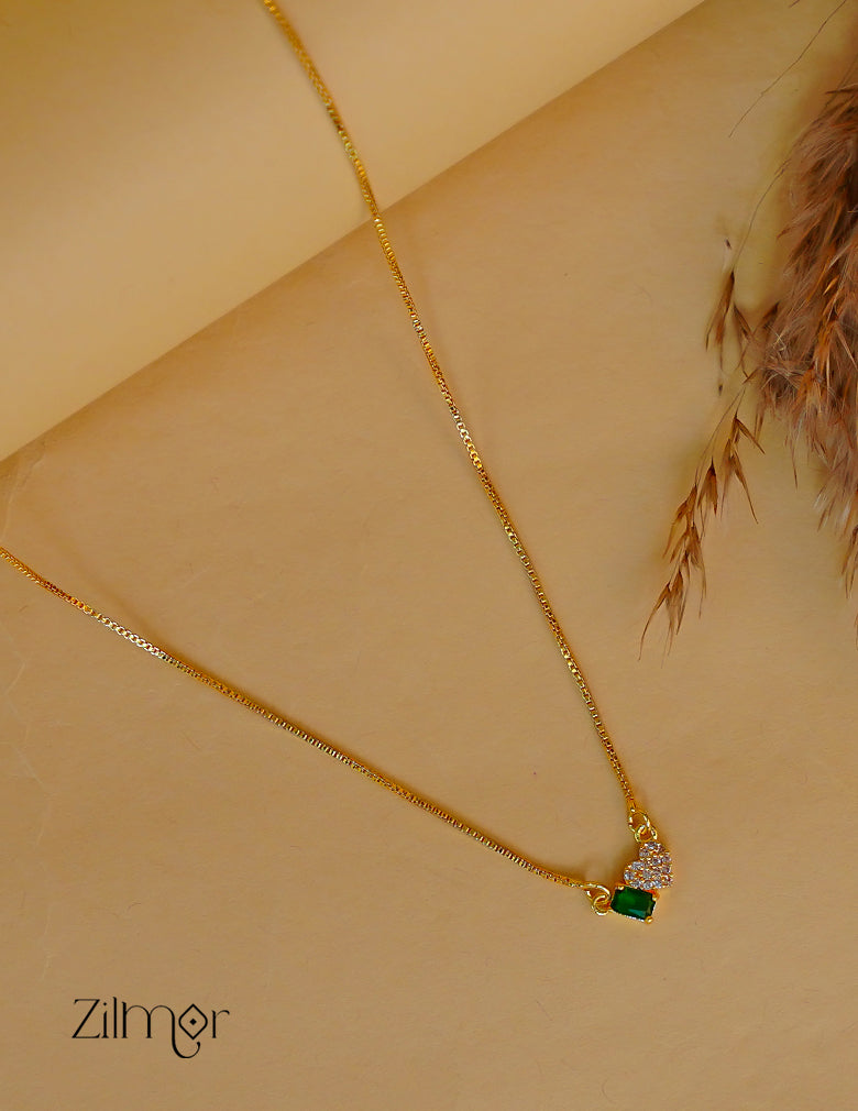 PP1011948-  Gold Tone AD Stone  Simple Necklace (color option)