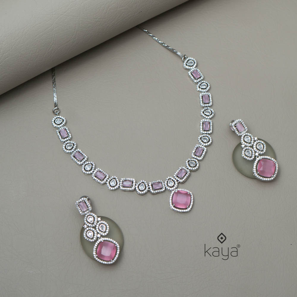 KL101377 - AD Necklace with matching Earrings