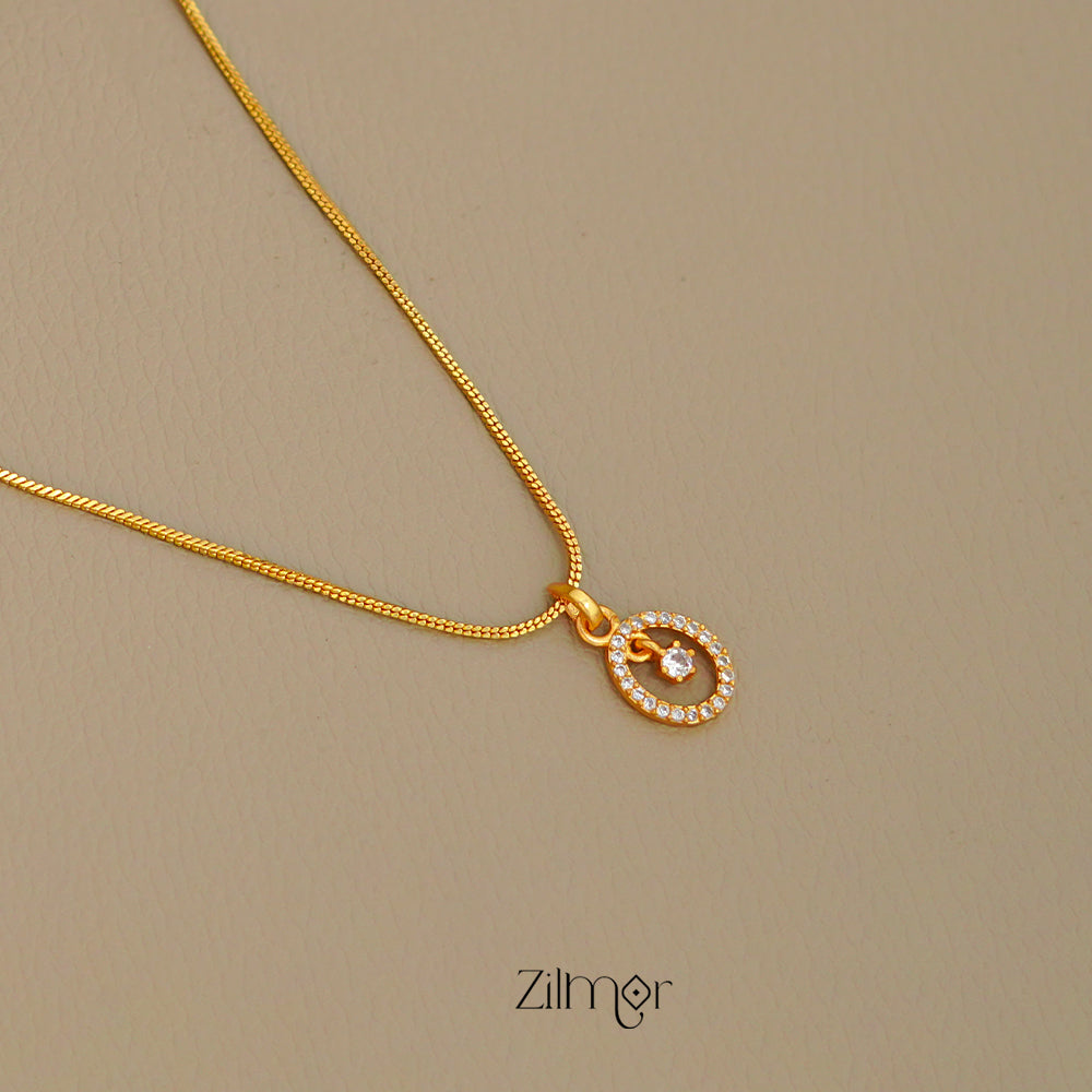 ZK1011400 -  Gold Tone AD Stone  Simple Necklace