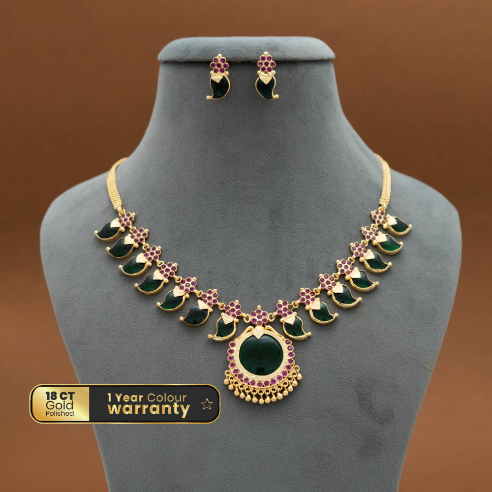 AG101495 - Mango Palakka Necklace Earring Set