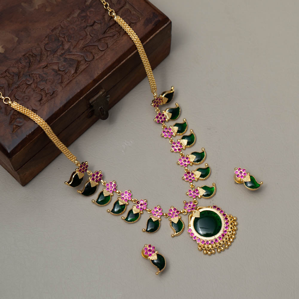 AG101495 - Mango Palakka Necklace Earring Set