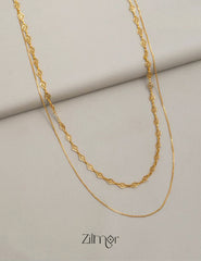 KY101477 - Anti Tarnish layered chain Necklace 3-Zilmor