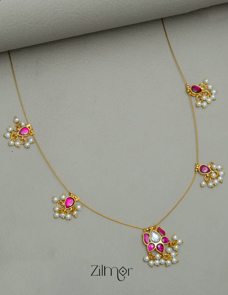 NV101957- Kemp Lotus Pearl Hanging Invisible Necklace 6-Zilmor