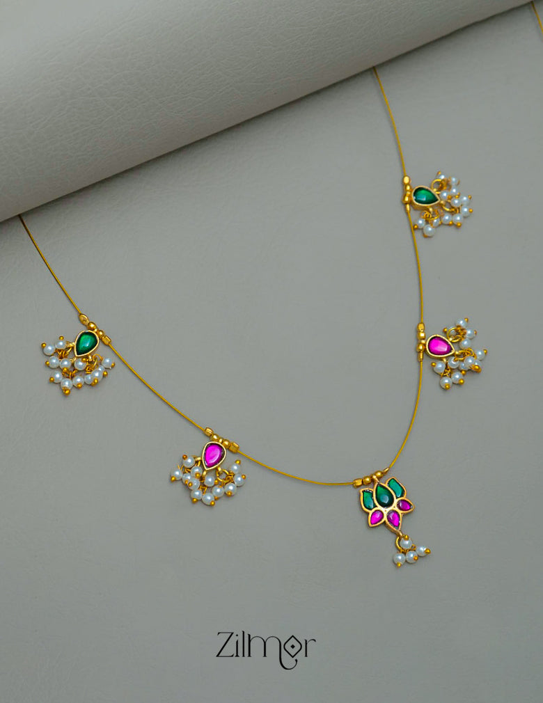 NV101957- Kemp Lotus Pearl Hanging Invisible Necklace 1-Zilmor