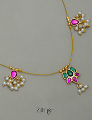 NV101957- Kemp Lotus Pearl Hanging Invisible Necklace 2-Zilmor