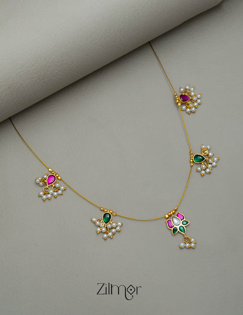 NV101957- Kemp Lotus Pearl Hanging Invisible Necklace 3-Zilmor