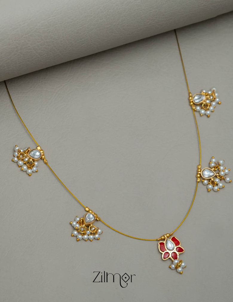 NV101957- Kemp Lotus Pearl Hanging Invisible Necklace 4-Zilmor