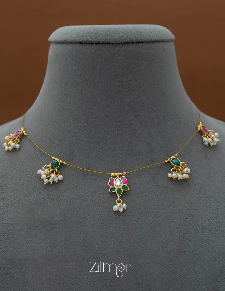 NV101957- Kemp Lotus Pearl Hanging Invisible Necklace 5-Zilmor