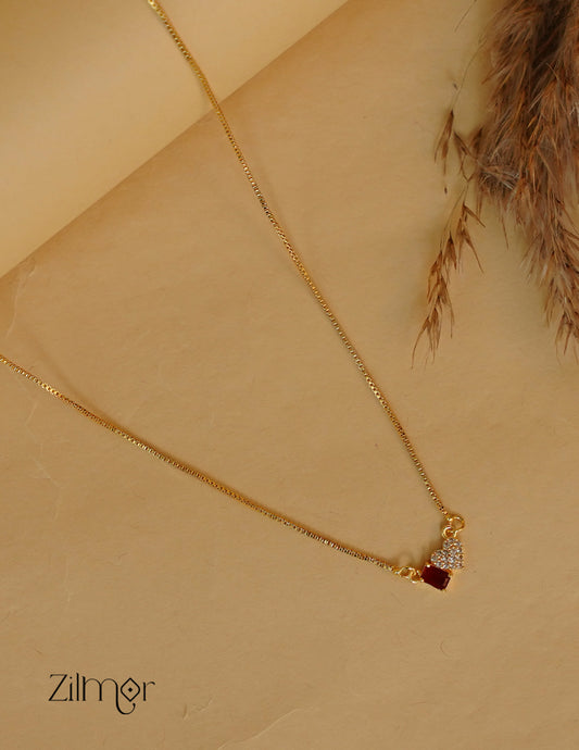 PP1011948-  Gold Tone AD Stone  Simple Necklace (color option)