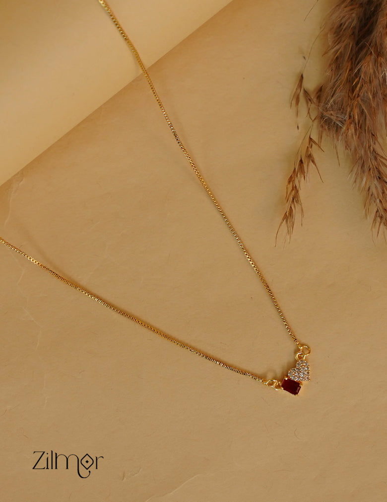 PP1011948-  Gold Tone AD Stone  Simple Necklace (color option)