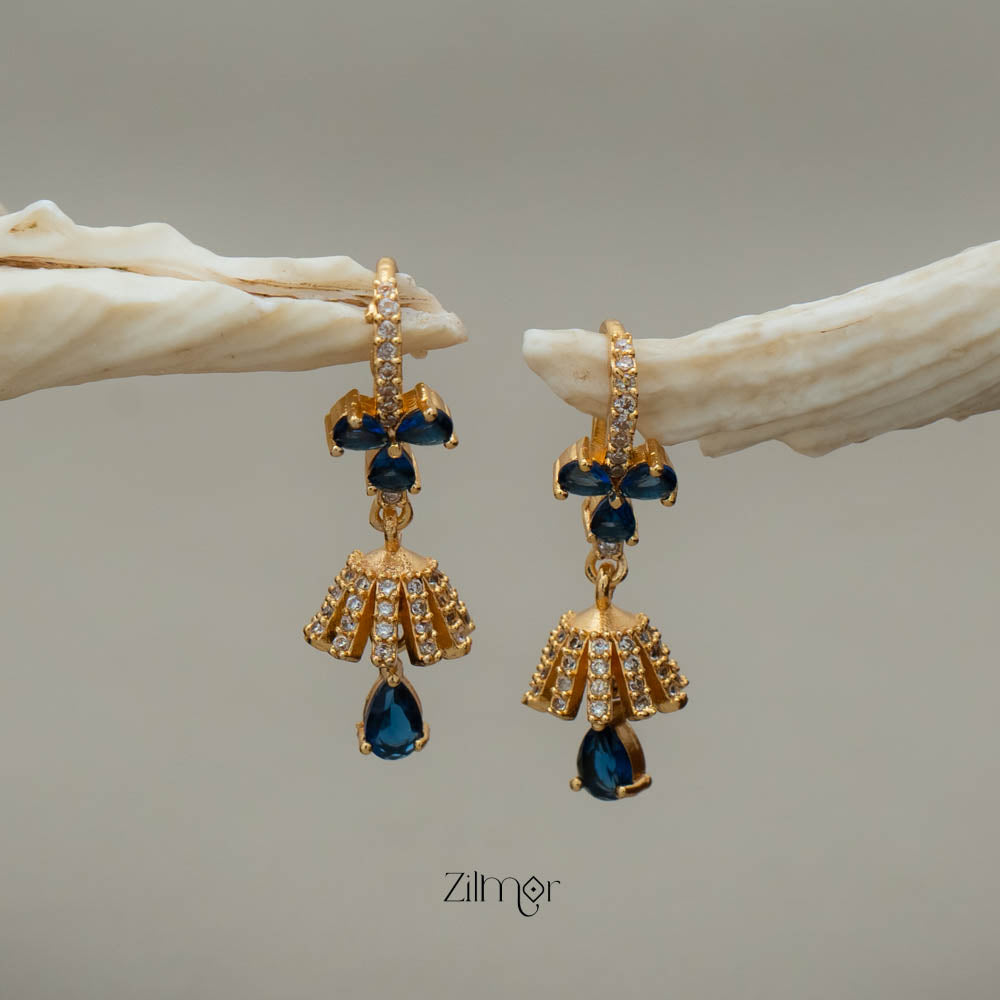 PE101836 -  AD Stone Minimal Hoop Gold Tone Jhumka Earrings