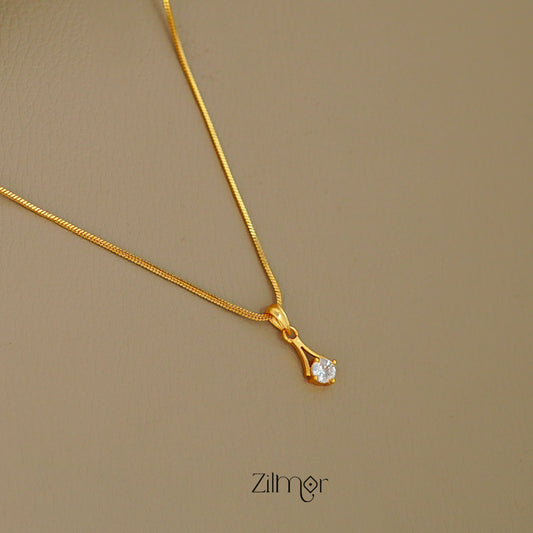 ZK1011402 -  Gold Tone AD Stone  Simple Necklace